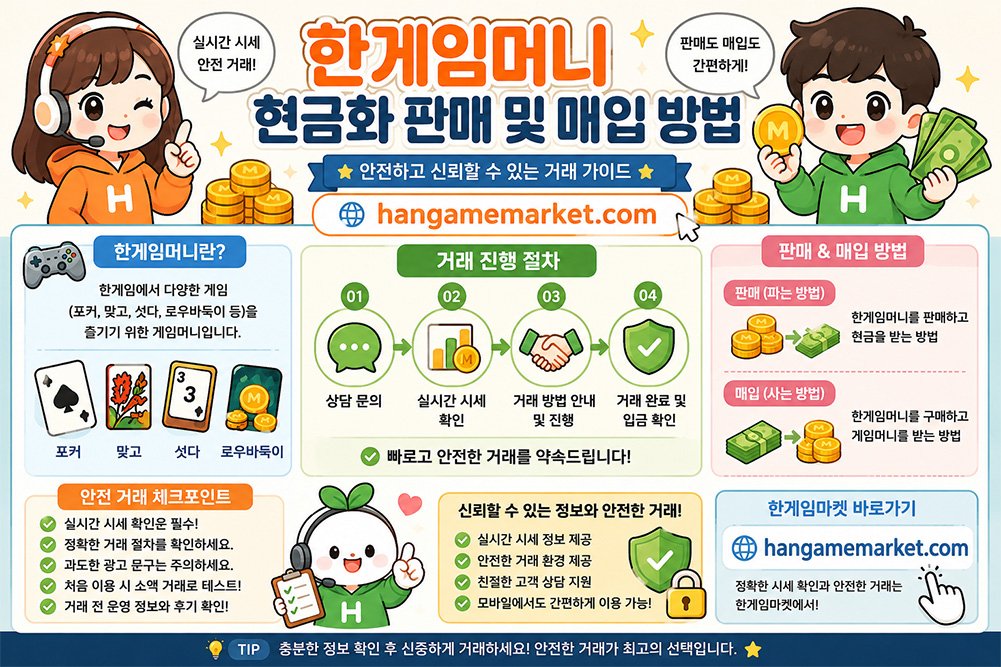 한게임머니 현금화 판매 및 매입 방법